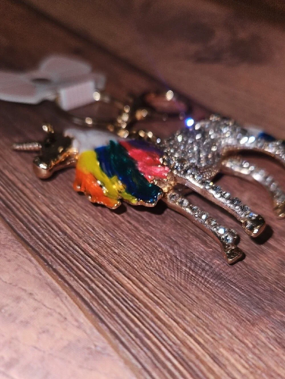 Unicorn Keychain with Rainbow Accents